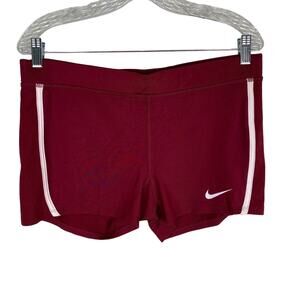 Nike Dri Fit Tempo Running Boy Shorts Large Maroon White Stripes 603642 New